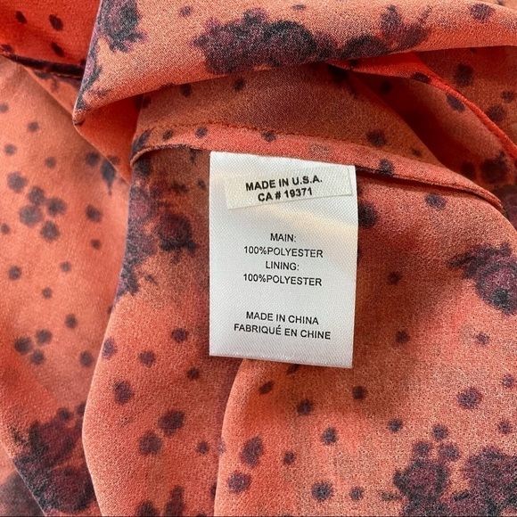𝅺c/meo Collective Flowy Coral orange floral Long sleeve Blouse Small - Picture 7 of 8